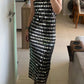 Pink/Silver Black Fashion Sequin Long Spaghetti Strap Party Dress gh4858