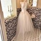 Ivory Satin Strapless Waist-Cinched Voluminous Princess Skirt Romantic Dress, Wedding Gown gh7751