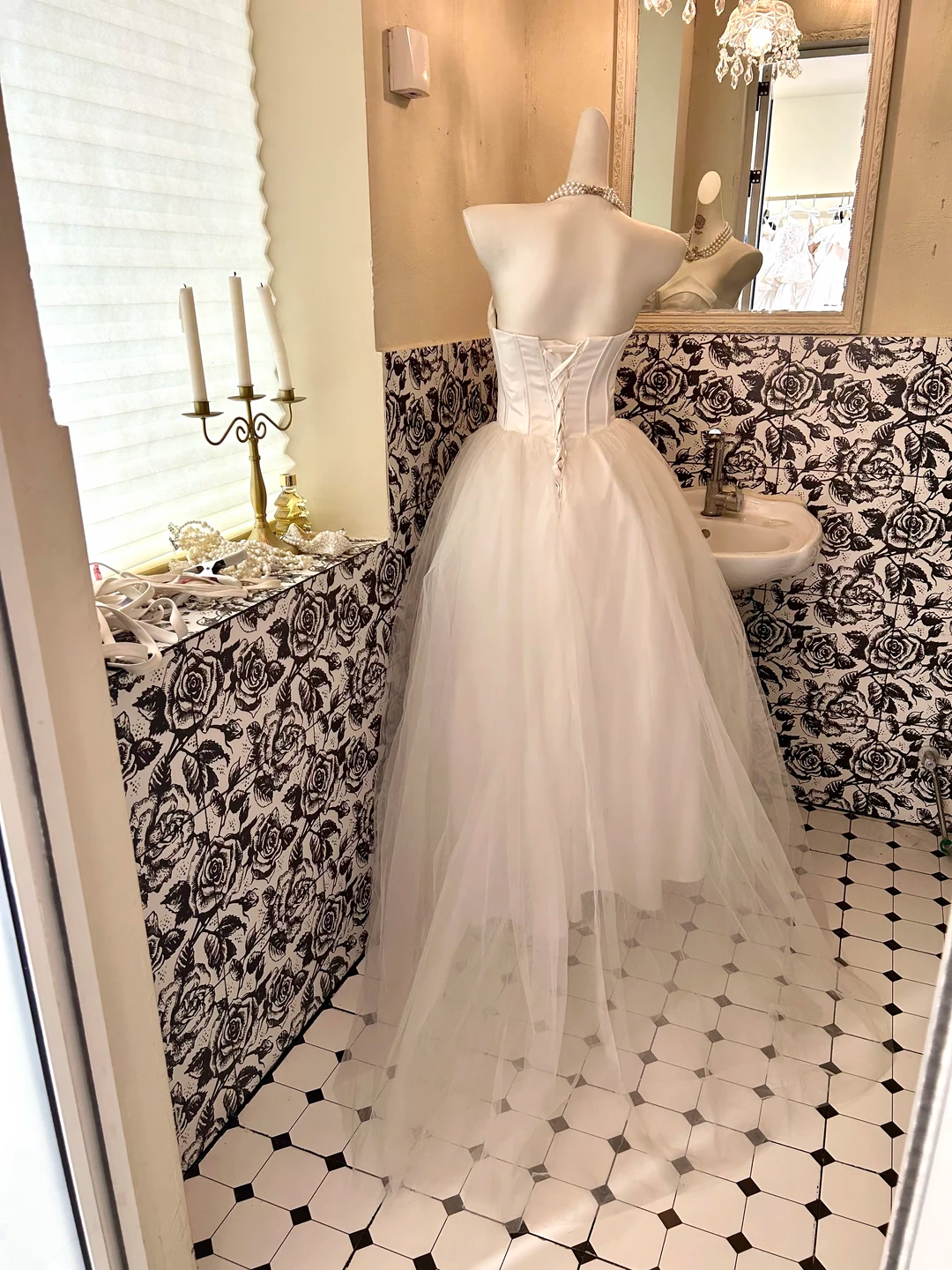Ivory Satin Strapless Waist-Cinched Voluminous Princess Skirt Romantic Dress, Wedding Gown gh7751