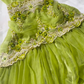 Elegant Vintage Light Green Spaghetti Strap Beaded Fitted Waist Prom & Evening Party Dress gh8506