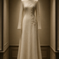 ✨Girlhomeshops-Cream White Starburst Beaded Long Sleeve Qipao Cheongsam Wedding Gown gh10396