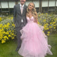 Pink fashion sweet long elegant tulle floor-length ball gown evening gown graduation gown coming of age ceremony gown gh3352