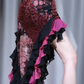✨Girlhomeshops-Burgundy Spaghetti Strap Homecoming Dress Irregular Ruffle Hem Lace Evening Gown gh9984