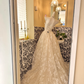 Ivory Strapless Waist-Cinched Full Flared Long Gentle Elegant Romantic Dress, Wedding Gown gh7668