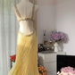 Hellgelb, wunderschön glänzend, modisch, elegant, exquisite Perlen, lang, rückenfrei, Tüll, Ballkleid, Abendkleid, Geburtstags-/Hochzeitsgast-/Feiertagspartykleid, Ballkleid, Valentinstags-Date-Kleid, gh4034