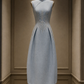 ✨Girlhomeshops-Light Ice Blue Leaf Embroidered Bubble Midi Cheongsam Qipao gh10439