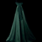 Dark Green Vintage Satin Evening Gown, Off‑the‑Shoulder Cowl Draped Neck, Fitted Waist, A‑Line Floor‑Length Skirt, Formal Prom Party Dress gh8888