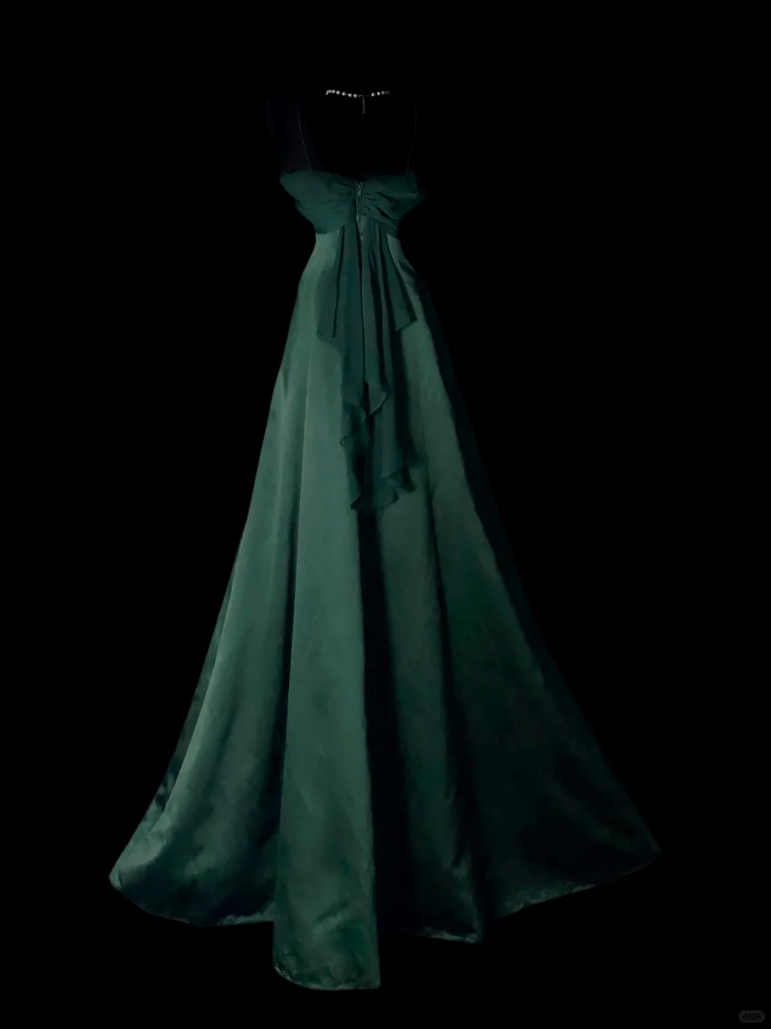 Dark Green Vintage Satin Evening Gown, Off‑the‑Shoulder Cowl Draped Neck, Fitted Waist, A‑Line Floor‑Length Skirt, Formal Prom Party Dress gh8888