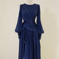 Robe de soirée bordeaux à manches longues, coupe trapèze, robe de bal, gh4317