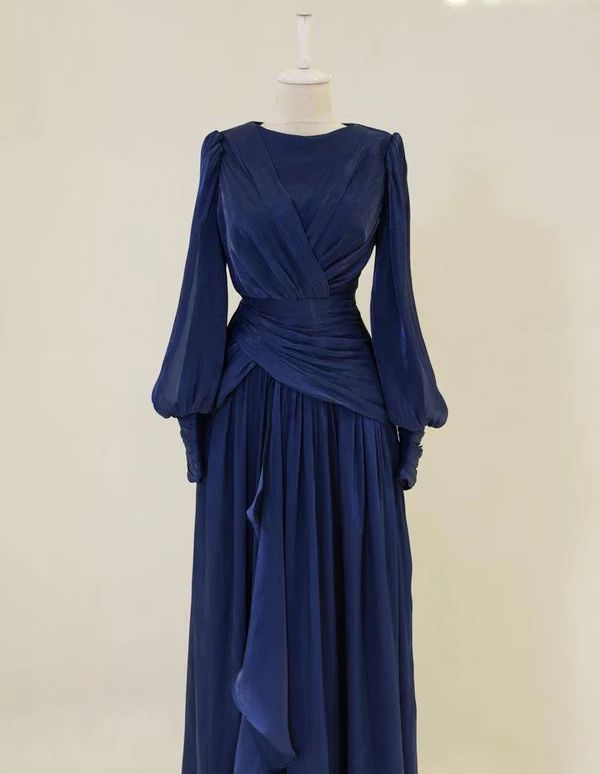Robe de soirée bordeaux à manches longues, coupe trapèze, robe de bal, gh4317