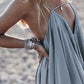 Girlhomeshops-Blue Fashion Simple Sexy Long Chiffon Prom Dress Evening Dress Wedding Guest Party Dress Seaside Holiday Dress gh5250