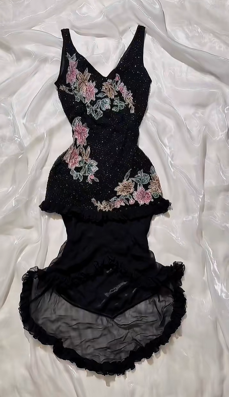 Sexy Vintage Black Spaghetti Strap Dress with Sequin & Vintage Pattern, Fitted Waist Slim Prom & Evening Party Gown gh8526