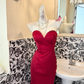 Burgundy Strapless Waist-Cinched Fitted Mermaid Sexy Vintage Romantic Gown gh7556