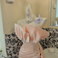 Light Pink Strapless Cinched Waist Figure-Flattering Bodycon Sexy Long Romantic Dress, Wedding Gown gh7817