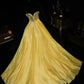 Robe de soirée longue en tulle jaune, magnifique et brillante, avec perles, robe de soirée, robe d'anniversaire, gh4456