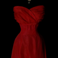 Red Vintage Mermaid Evening Gown, Strapless Sweetheart Neck With Twist Pleats, Fitted Waist, Floor‑Length Mermaid Skirt, Formal Prom Party Dress gh8891