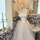 White Satin Strapless Waist-Cinched Full Flared Long Romantic Dress, Wedding Gown gh7495
