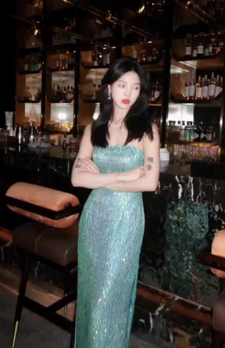 Iridescent Sequin Strapless Long Evening Gown Turquoise Side Slit Prom Dress gh9866