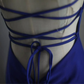 Royal Blue Double Spaghetti Strap Mermaid Evening Gown, Square Neck Satin Fitted Long Formal Prom Dress gh9120