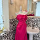 Magenta Strapless Waist-Cinched Fitted Elegant Vintage Romantic Gown gh7558