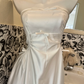 White Satin Strapless High Waist Figure-Flattering Long Romantic Dress, Wedding Gown gh7778