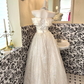 Ivory Stylish Off-the-Shoulder Waist-Cinched Full Flared Skirt Romantic Dress, Wedding Gown gh7616