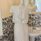White Lace Overlay Satin Spaghetti Straps Cinched Waist Sexy Long Romantic Dress, Wedding Gown gh7827