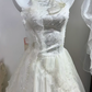 Off White Halter Long Wedding Gown, Sleeveless Hand Beaded Asymmetrical Layered Tulle Fairy Dress gh9279