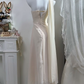 Cream White Long Greek Style Evening Gown, One Shoulder Draped Chiffon Dress With 3D Floral Appliques, Floor Length Formal Party Gown gh9270