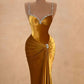 Girlhomeshops-Gold Fashion Elegant Velvet Long Mermaid Slim Prom dress Evening Dress Party Dress gh4996