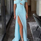 girlhomeshops-Blue Elegant Long Chiffon Bridesmaid Dress Wedding Guest Party Dress gh5948