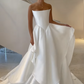 Girlhomeshops-White satin off-the-shoulder long floor-length wedding dress prom dress gh5394