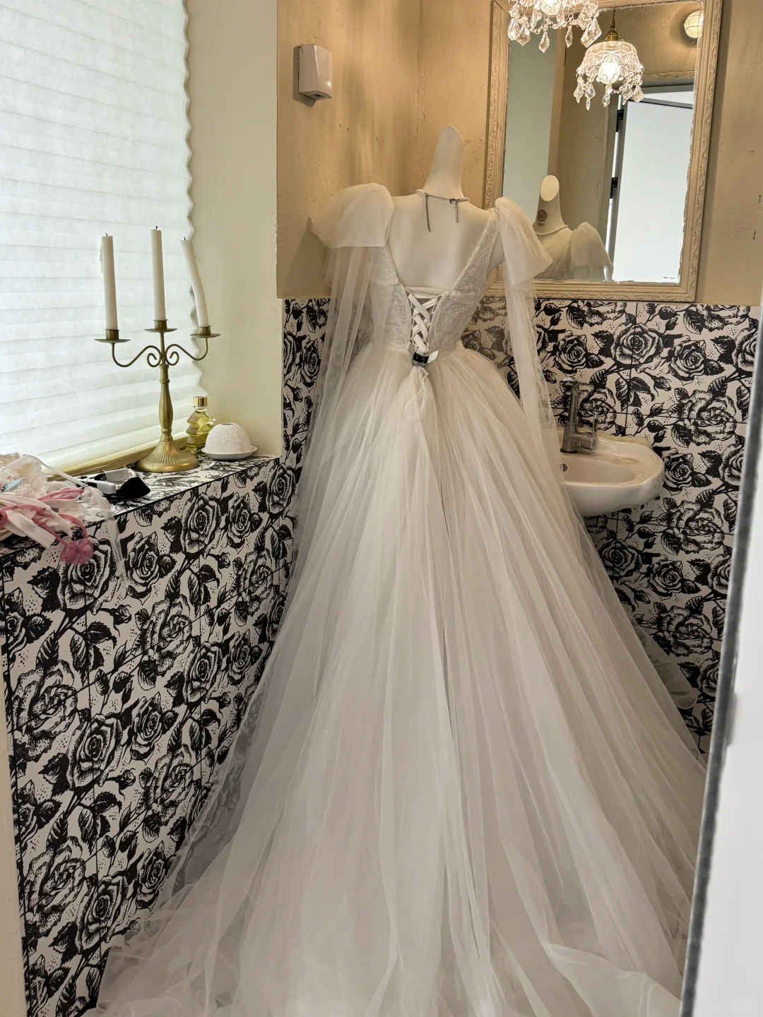 White Waist-Cinched Fitted Tulle Elegant Princess Vintage Romantic Dress, Wedding Gown gh7549