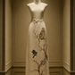 ✨Girlhomeshops-New Chinese Style Ivory Qipao Dress, Sleeveless Slim Fit, Nature Bird Owl Embroidery, Elegant Long Formal Gown gh10469
