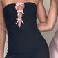 Girlhomeshops-Black and pink bow short satin homecoming dress gh5259