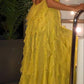 Robe de soirée longue en mousseline de soie jaune, simple et confortable, robe de bal, robe d'invité de mariage, gh4728