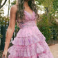 Rosa Süße Stilvolle Elegante Lange Tüll Mehrlagiges Ballkleid Abendkleid Ballkleid Abschlusskleid gh3794