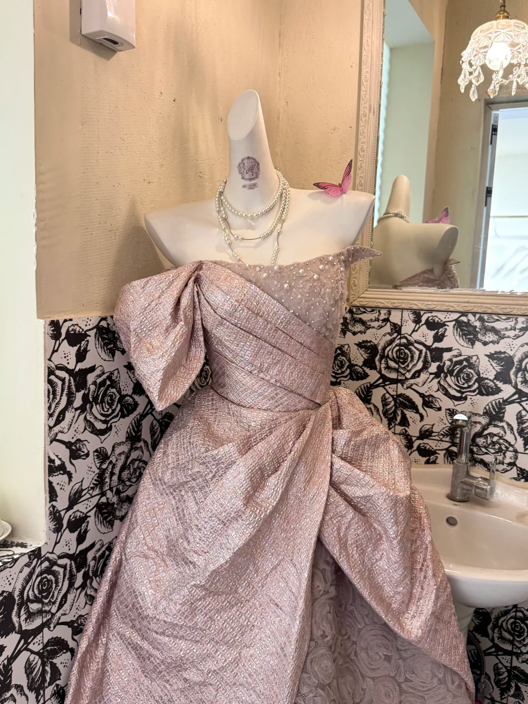 Light Pink Designer Neckline Waist-Cinched Fitted Puffy Long Tiered Vintage Romantic Dress, Wedding Gown gh7536