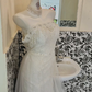Ivory Strapless Lace Cinched Waist Figure-Flattering Long Romantic Dress, Wedding Gown gh7824