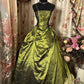 Grünes glänzendes Vintage-Abendkleid mit exquisiten Perlen und langem, elegantem Satin-Ballkleid gh3198