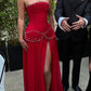 girlhomeshops-Red beaded long dress gh6146