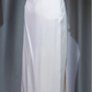 Halter High Neck White Evening Dress, Backless Rhinestone Embellished High Slit Satin Formal Gown gh9900