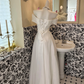 White Off-the-Shoulder High Waist Slimming Soft Elegant Romantic Dress, Wedding Gown gh7604