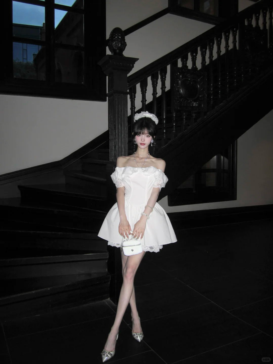 Women Sweet White Off Shoulder Homecoming Dress Ruffle Lace Short Sleeve Boned Corset A-Line Lace Hem Short Prom Gown gh9443