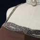 ✨Girlhomeshops-Coffee Spaghetti Strap Beaded Gown High Side Slit Sheath gh10144