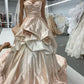 Nude Pink Elegant Fashion Vintage Exquisite Floral Long Satin Ball Gown Evening Dress Wedding Dress gh3202