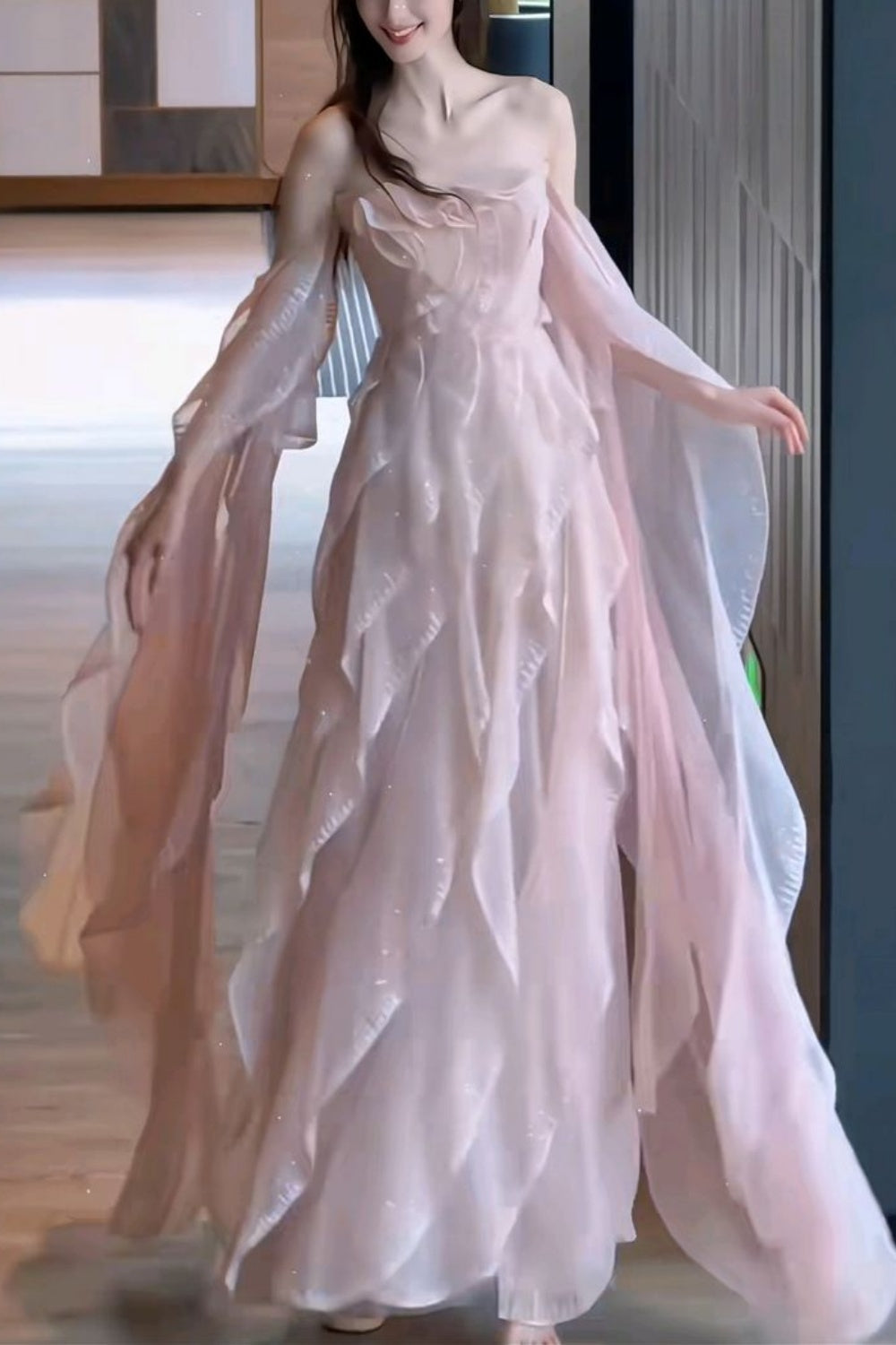 girlhomeshops-Pink Sweet Long Tulle Fairy Dress Prom Dress gh5967