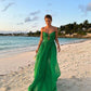 Green A-line V-neck halter chiffon long evening gown party dress wedding guest dress gh3024