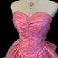 Pink Strapless Princess Ball Gown, Sweetheart Neck, Gold Stitching Beaded Corset Bodice, Multi‑Layer Ruffled Skirt With Lace Trim, Formal Prom Party Dress gh8911