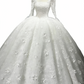 Weißes Ballkleid im königlichen Stil mit Puffärmeln – aufwendig besticktes Brautkleid für die Kirche gh6968
